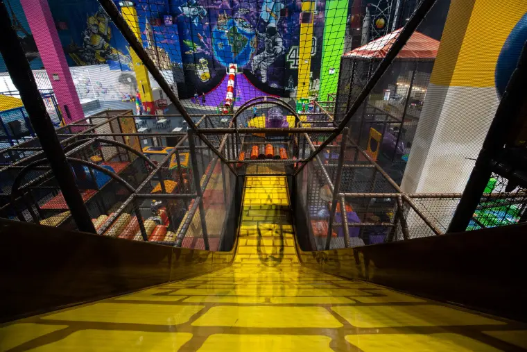Colourful Wonder World Glasgow play frame and slide area