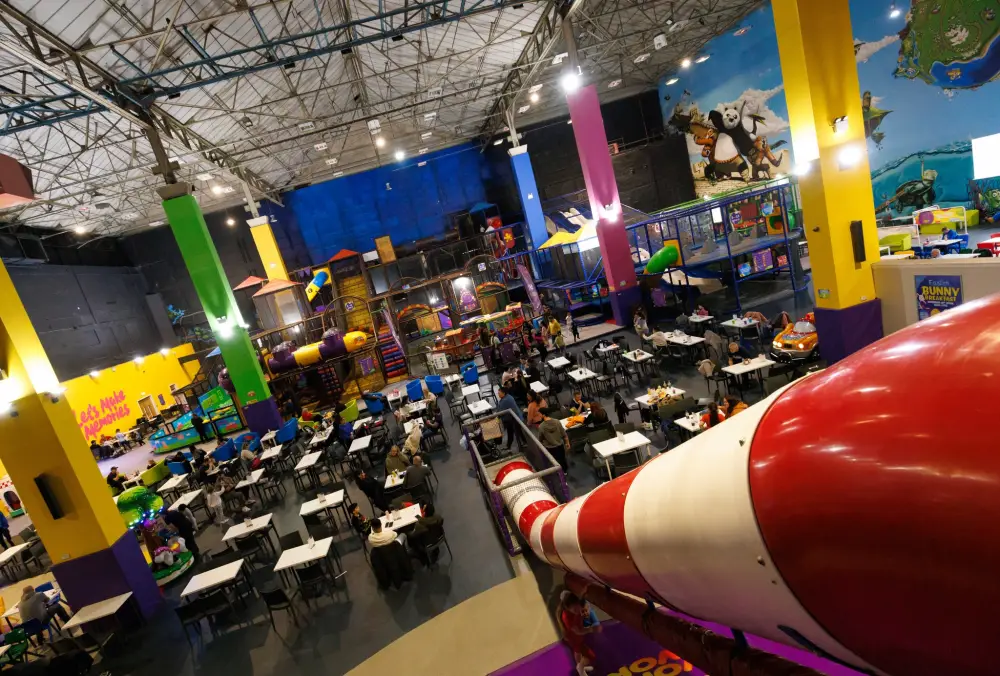 Wide view across the Wonder World Glasgow soft play arena
